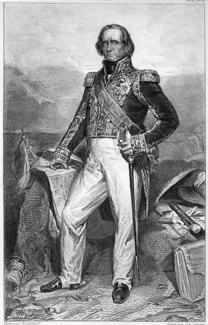 Nicolas Jean-de-Dieu Soult（1769-1851）肖像达尔马提亚公爵，法国元帅和首相 作者 让·塞巴斯蒂安·鲁伊拉德（Jean Sebastien Rouillard）