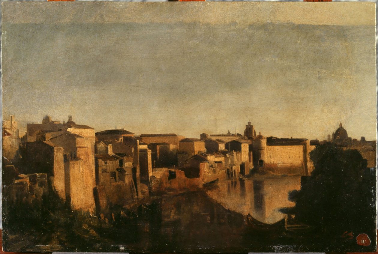 罗马的台伯河，1856 至 1862 年间（油画） 作者 让·巴蒂斯特·卡尔波