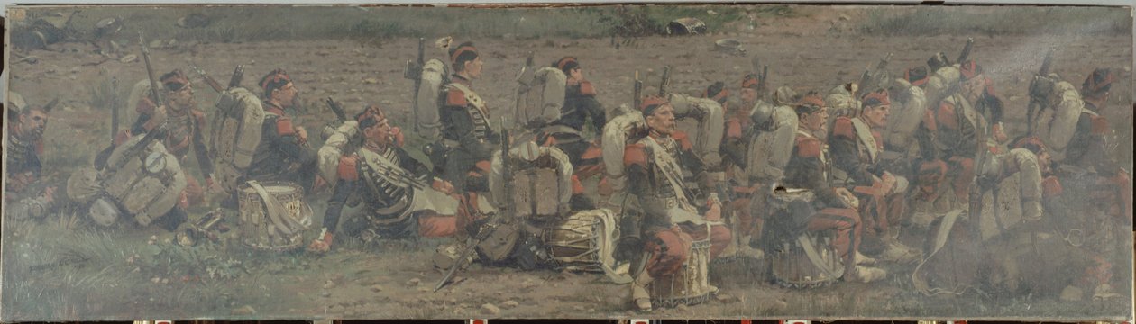 军事场景：掷弹兵第一团的鼓声（雷宗维尔全景图片段） 作者 让-巴蒂斯特·爱德华·德泰勒