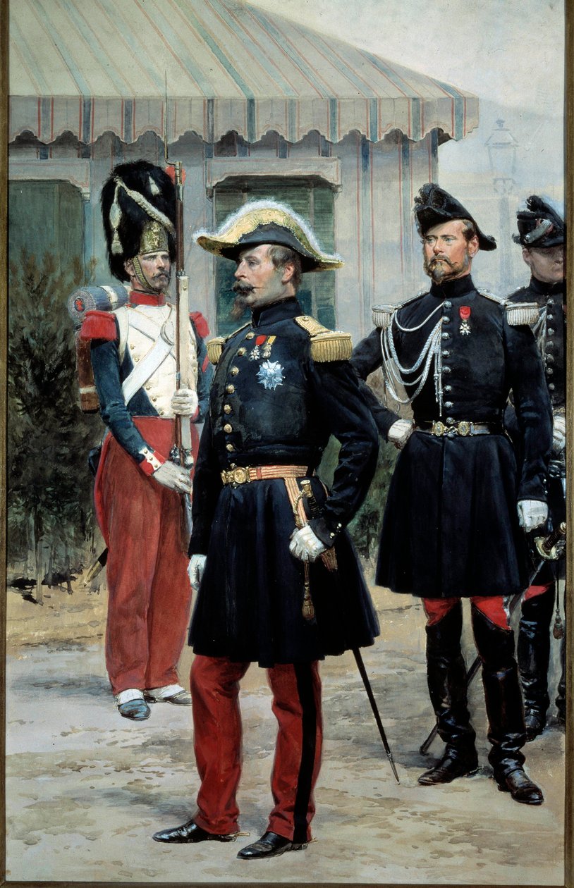 拿破仑三世皇帝（1808-1873）的肖像。爱德华-迪特尔（1848-1912）的水彩画。19世纪 巴黎，军事博物馆 作者 让·巴蒂斯特·爱德华·Detaille