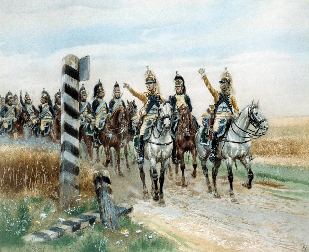 边境哨所，第23条龙 水彩画，Edouard Detaille（1848-1912）。19世纪。巴黎，军事博物馆 作者 让·巴蒂斯特·爱德华·Detaille