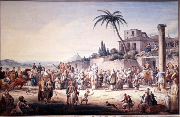 雅典的一场婚礼，约1776年 作者 让·巴蒂斯特·希勒（Jean Baptiste Hilair）