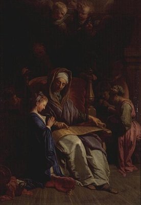 圣安妮阅读圣女的卷轴，约1700年（布面油画） 作者 让·巴蒂斯特（Jean Baptiste Jouvenet）