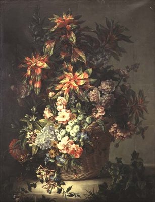 玫瑰花、旋花、罂粟花、金银花和其他花卉 作者 让-巴蒂斯特·莫努瓦耶