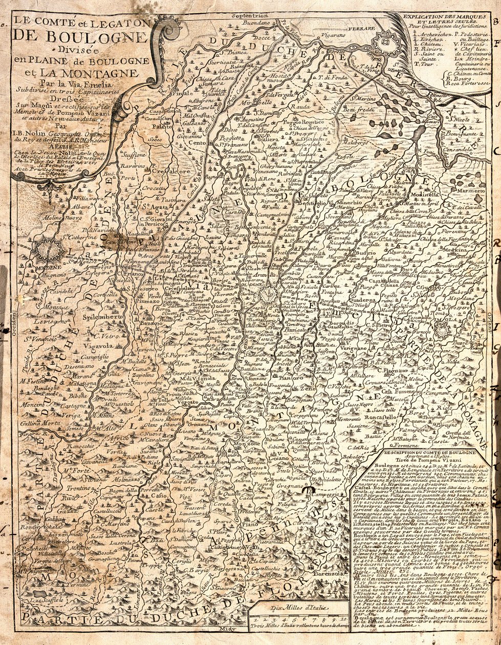 布洛涅郡（法国）地图（蚀刻版） 作者 让·巴蒂斯特·诺林（Jean Baptiste Nolin）