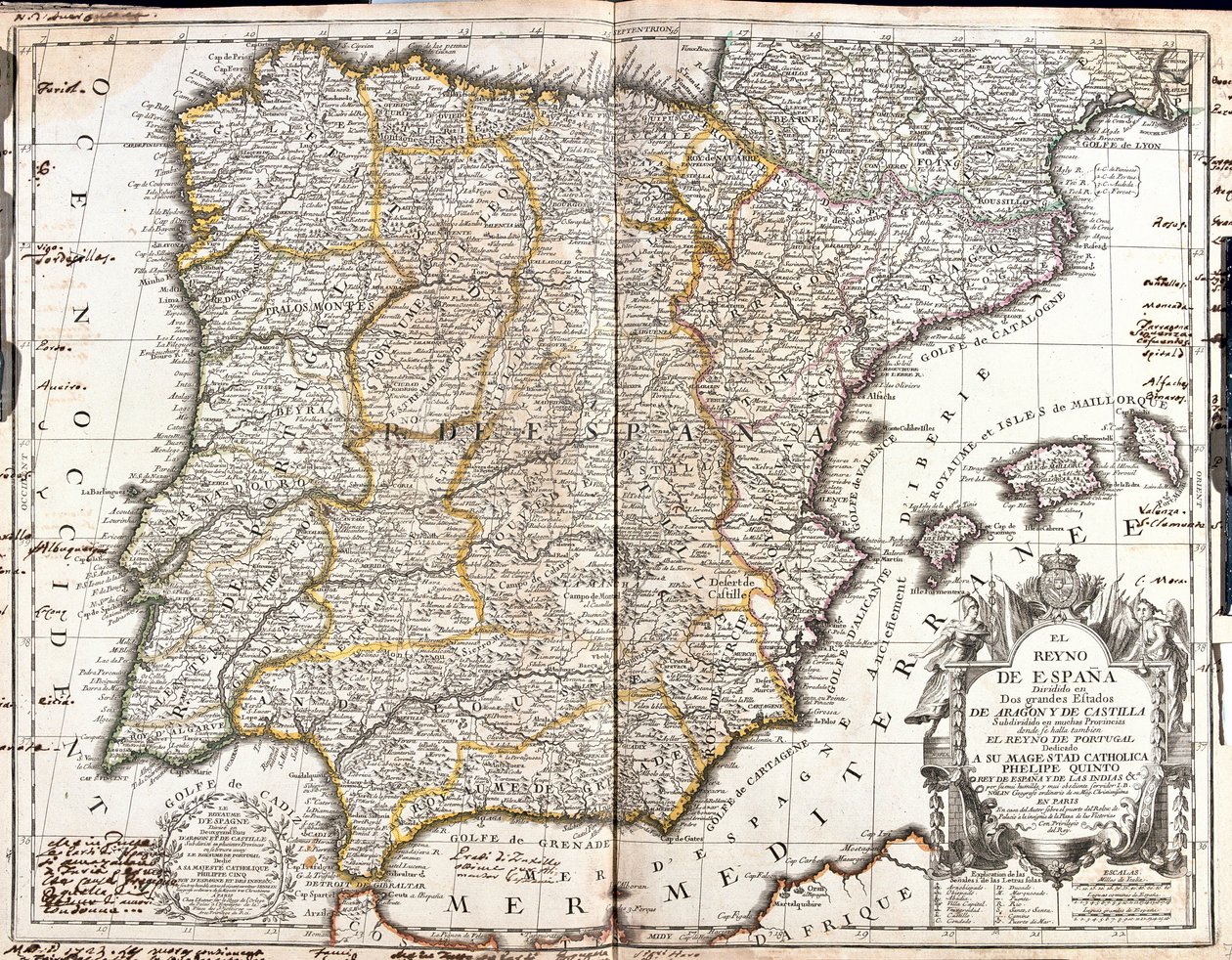 西班牙王国地图（雕刻 作者 让·巴蒂斯特·诺林（Jean Baptiste Nolin）
