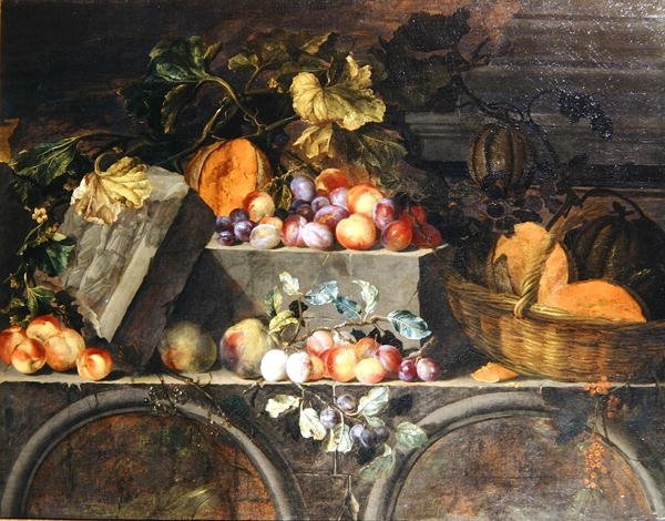水果静物（布面油画） 作者 让·巴蒂斯特·奥德里（Jean Baptiste Oudry）