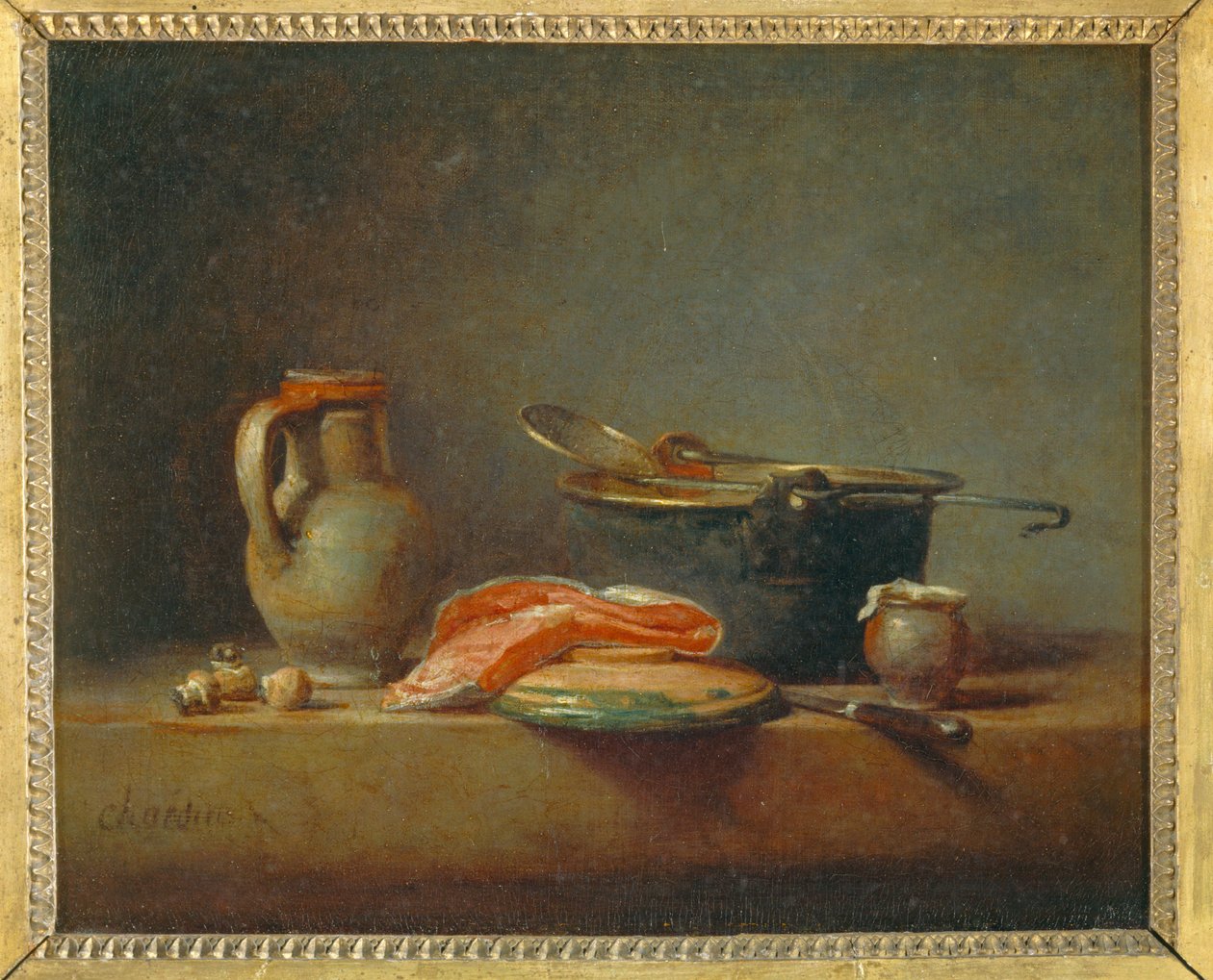 La marmite de cuivre - 带铜壶的静物画... 作者 让·巴蒂斯特·西蒙·夏尔丹