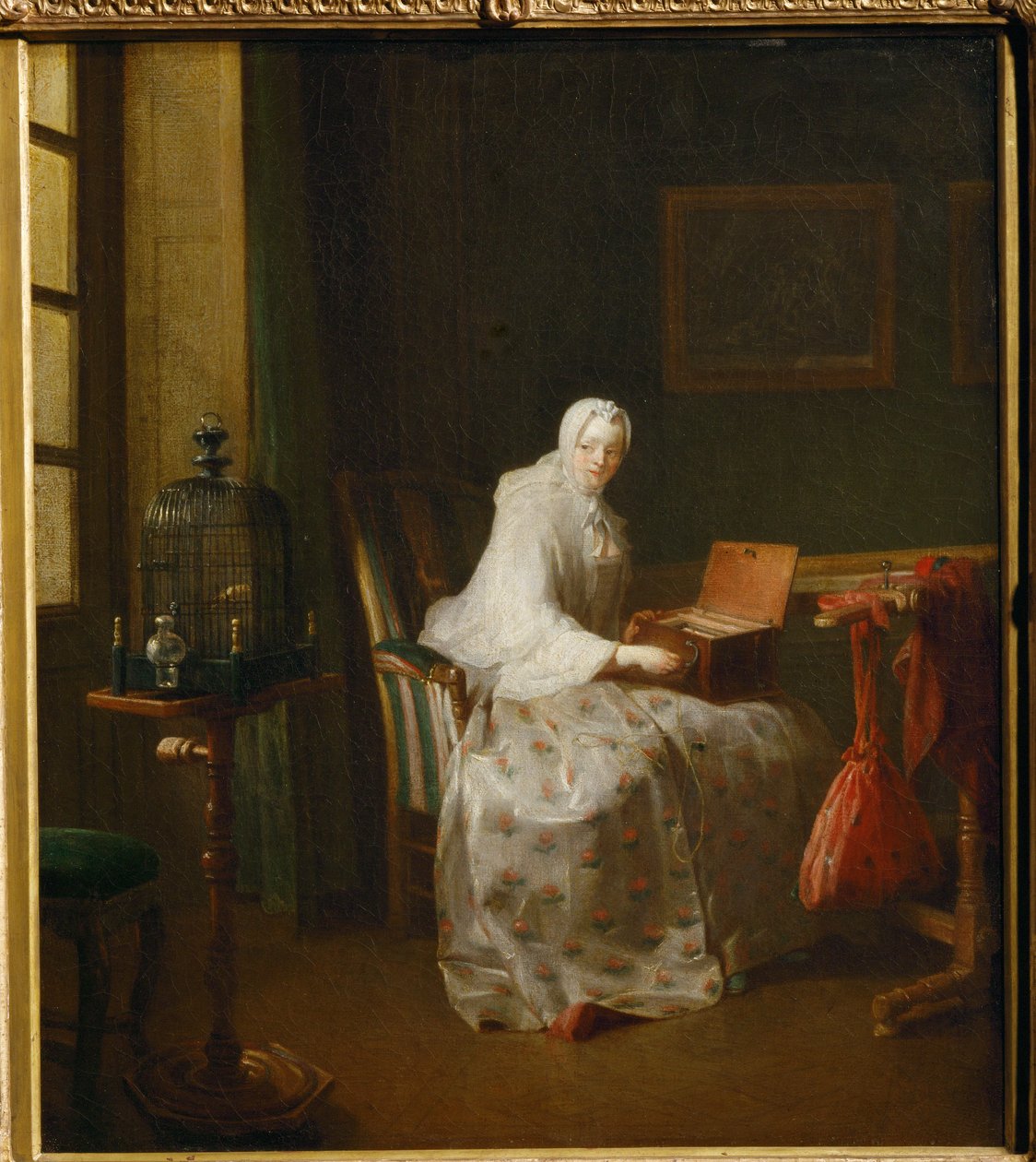 La serinette, dit aussi Dame variant ses amusements - serinette 是一种用于教鸟儿唱歌的小型机械风琴 ... 作者 让·巴蒂斯特·西蒙·夏尔丹