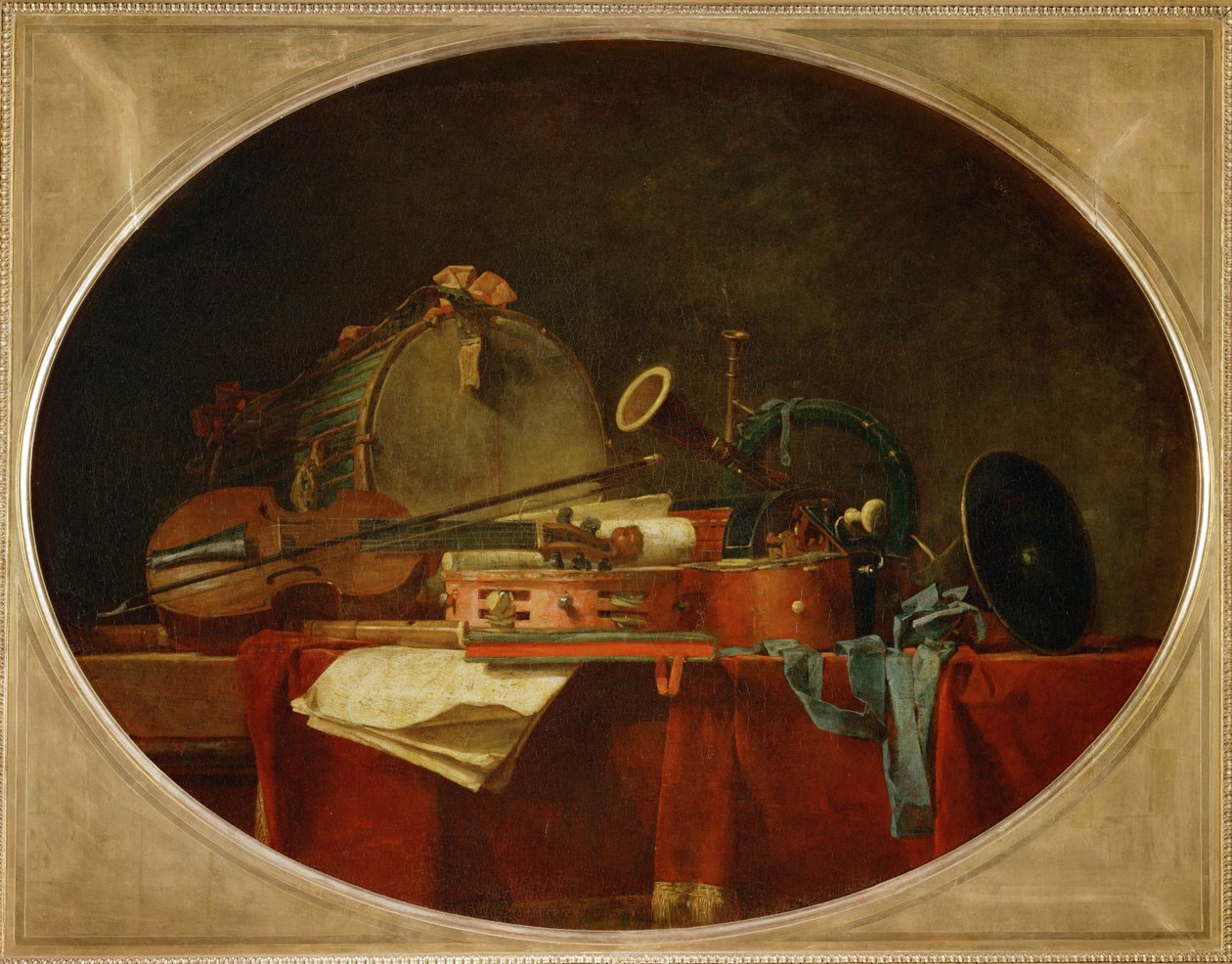 Les attributs de la music civile - The attributes of civilian music, supraporte for the Chateau de Bellevue ... 作者 让·巴蒂斯特·西蒙·夏尔丹