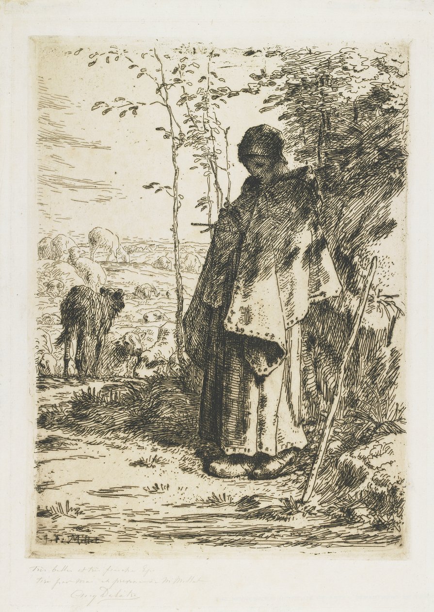 The Shepherdess Knitting，1862 作者 让·弗朗索瓦·米勒