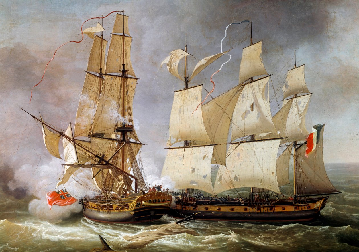 1798 年 12 月 14 日法国护卫舰“La Bayonnaise”和英国护卫舰“L