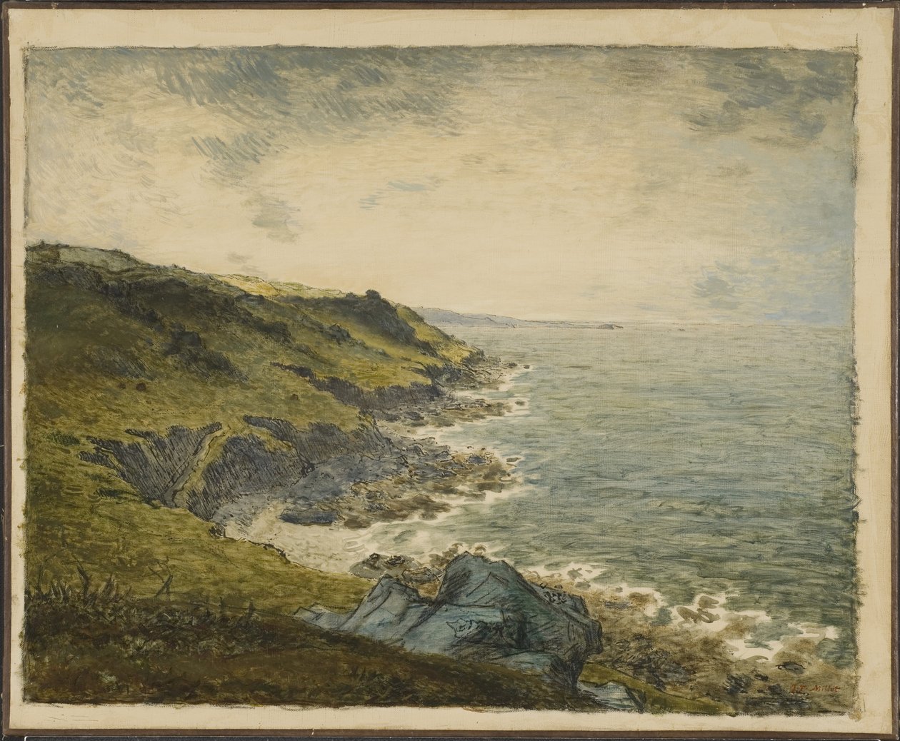 La cote a Greville (Greville Hague) - Greville的海岸，由Millet, Jean Francois (1814-1875)创作。布面油画。尺寸：60x73厘米。斯德哥尔摩国家博物馆 作者 让·弗朗索瓦·米勒