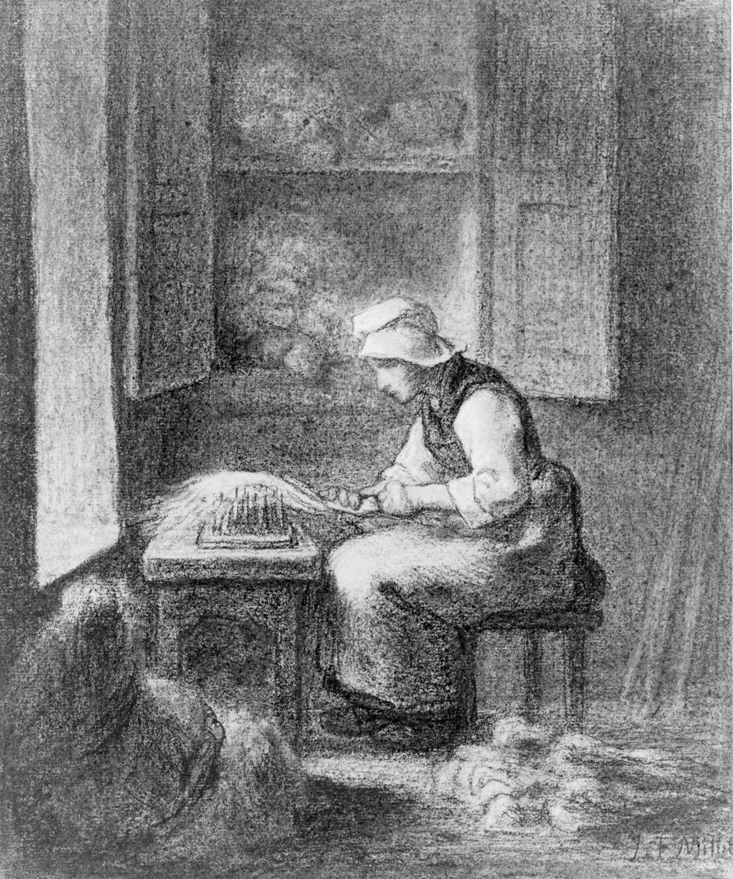 卡德尔，约 1854 年（纸上蜡笔画） 作者 让·弗朗索瓦·米勒