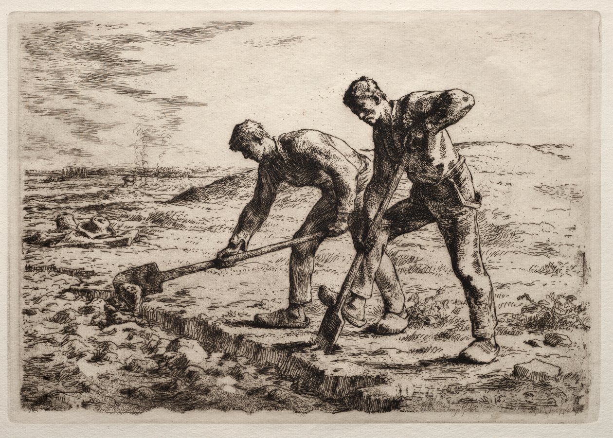 挖掘者（蚀刻版画） 作者 让·弗朗索瓦·米勒