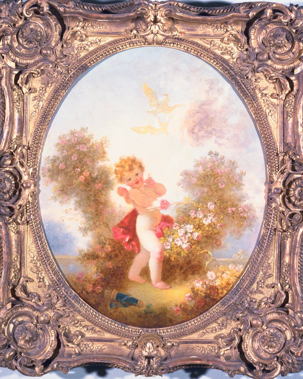 丘比特中的玫瑰，或爱哨兵，1775年 作者 让·奥诺雷·弗拉戈纳尔