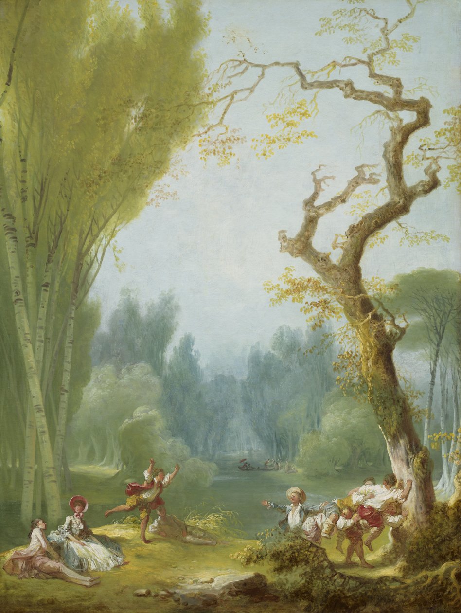马与骑兵游戏，约1775年-80年（布面油画） 作者 让·奥诺雷·弗拉戈纳尔