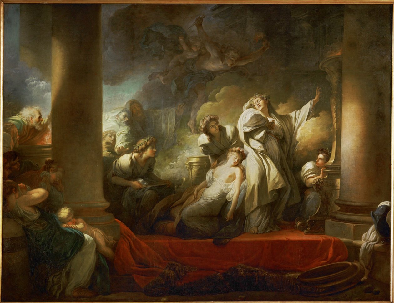 Le grand pretre Coresus se sacrifie pour sauver Callirhoe - 伟大的祭司科瑞萨斯牺牲自己来拯救卡莉霍...... 作者 让·奥诺雷·弗拉戈纳尔