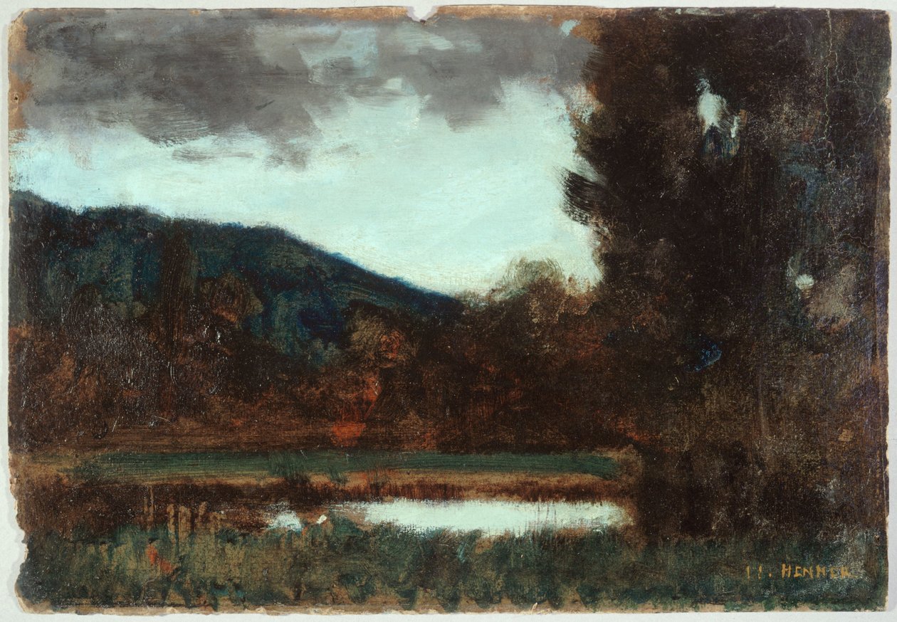 阿尔萨斯风景，黄昏，1879 至 1888 年间（油画） 作者 让·雅克·亨纳