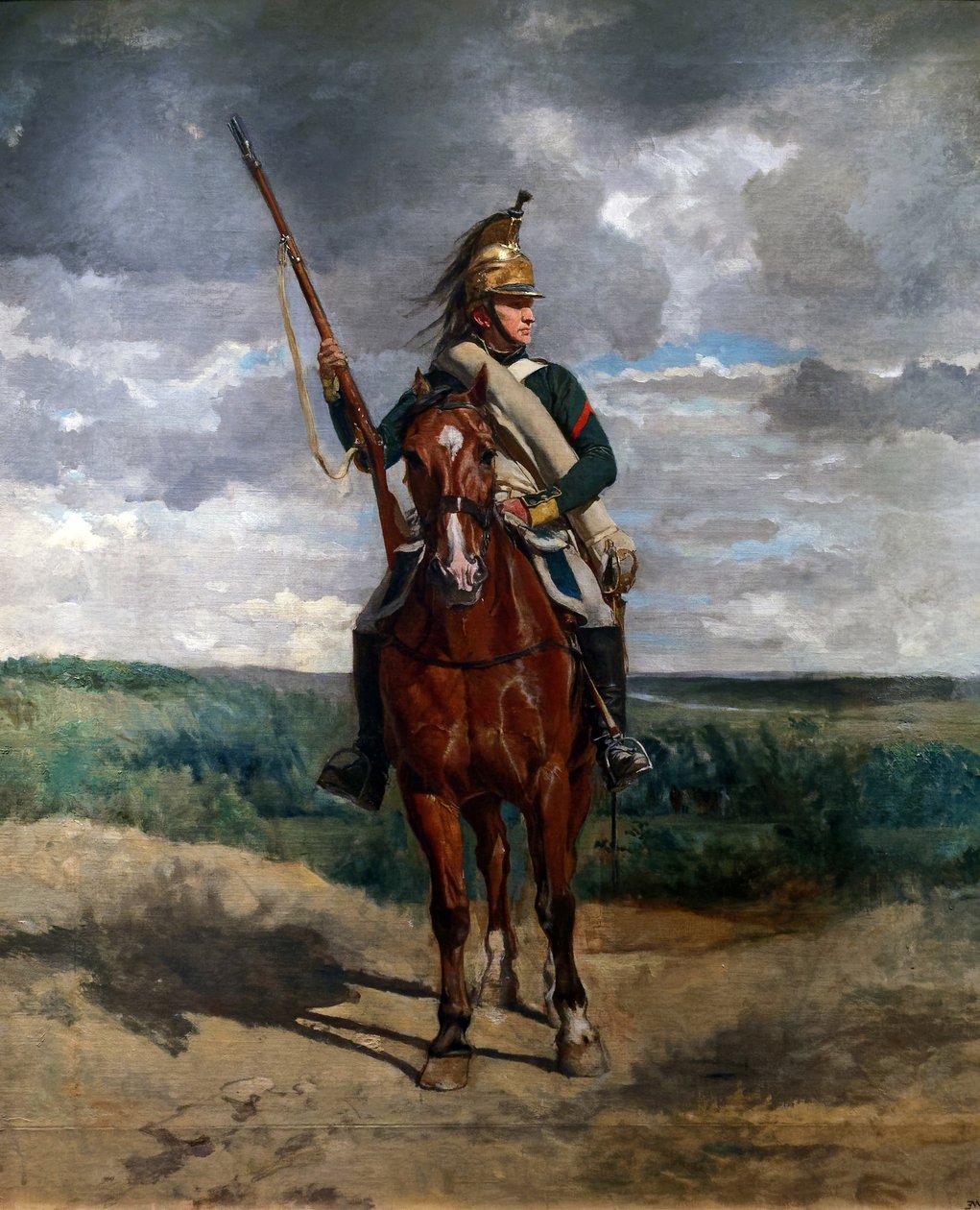 Dragon featured in the countryside, c.1876 (oil on canvas) 作者 让·路易斯·欧内斯特·迈森尼尔