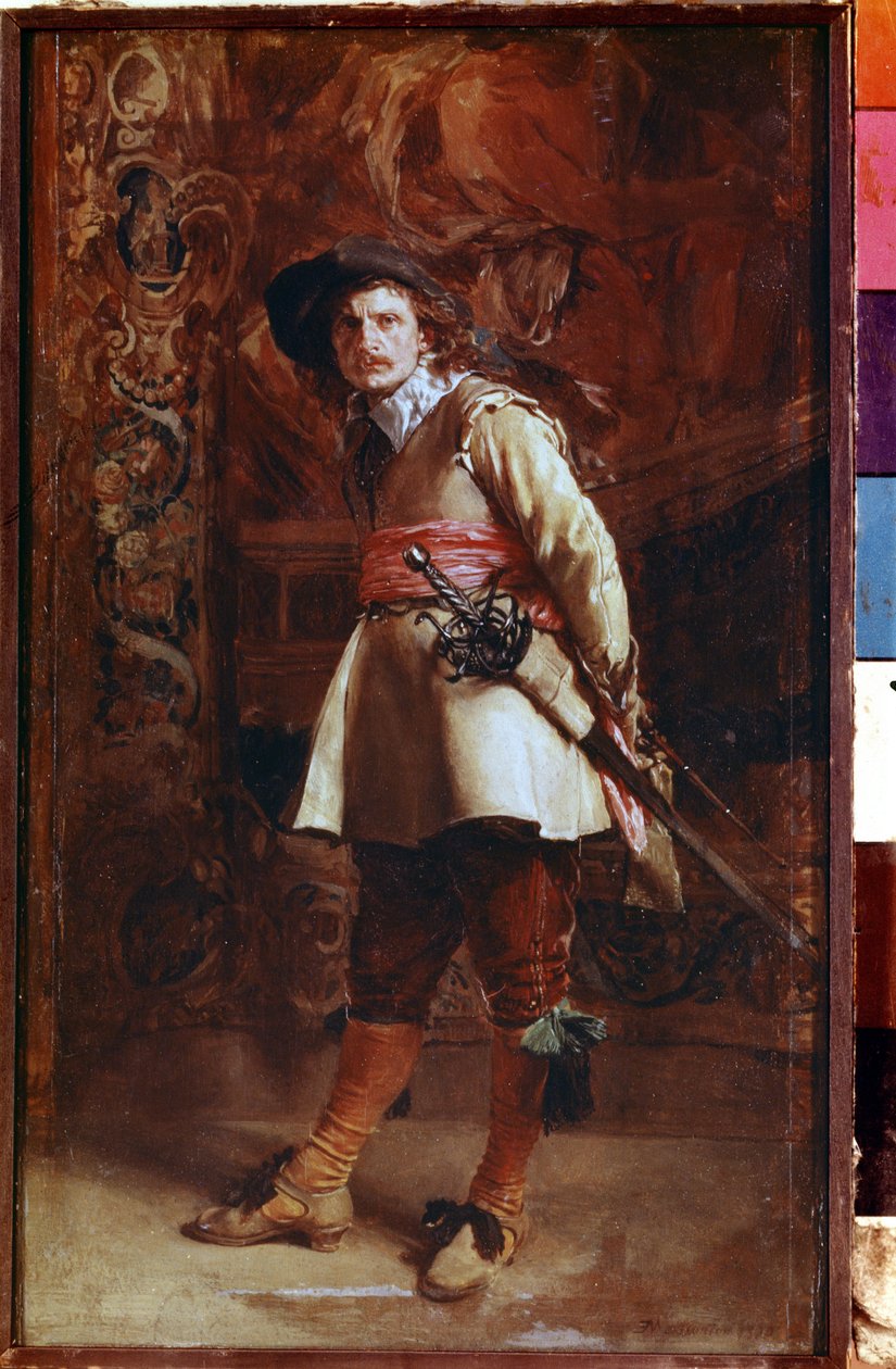 Mousquetaire（火枪手）。欧内斯特-让-路易-梅索尼埃（1815-1891 年）的绘画作品 作者 让·路易斯·欧内斯特·迈森尼尔
