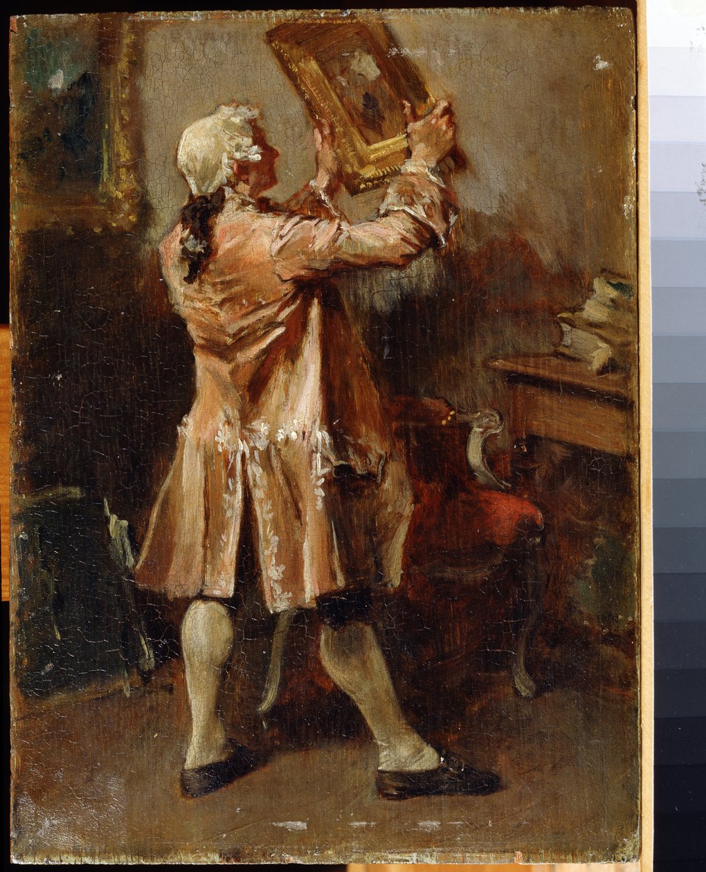 绘画爱好者(一个绘画爱好者）。Ernest Jean Louis Meissonier（1815-1891 年）的画作。木板油画，法国艺术。切尔尼戈夫地区艺术博物馆 作者 让·路易斯·欧内斯特·迈森尼尔
