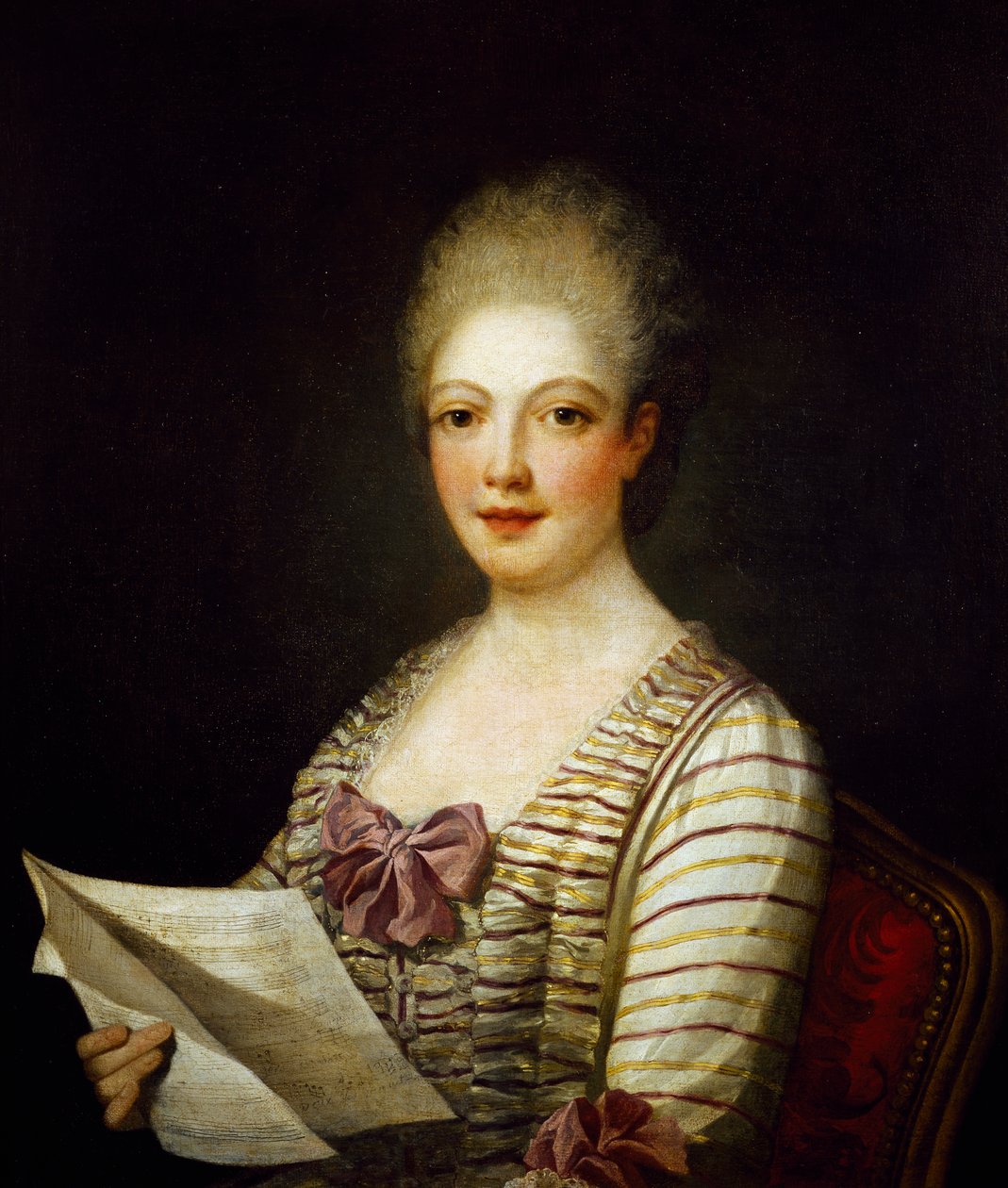 意大利女高音歌唱家卢克雷齐娅-阿吉亚里（1743-1783）的肖像，让-马克-纳蒂埃的画作。 作者 让·马克·纳蒂尔