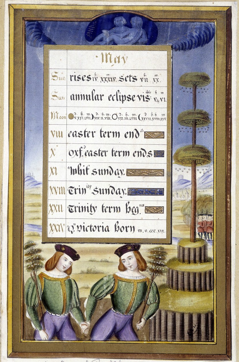 May: Tree of May (Gemeaux) - facsimile of the Hours of Anne of Brittany, by Jean Bourdichon 作者 吉恩（后）布迪洪