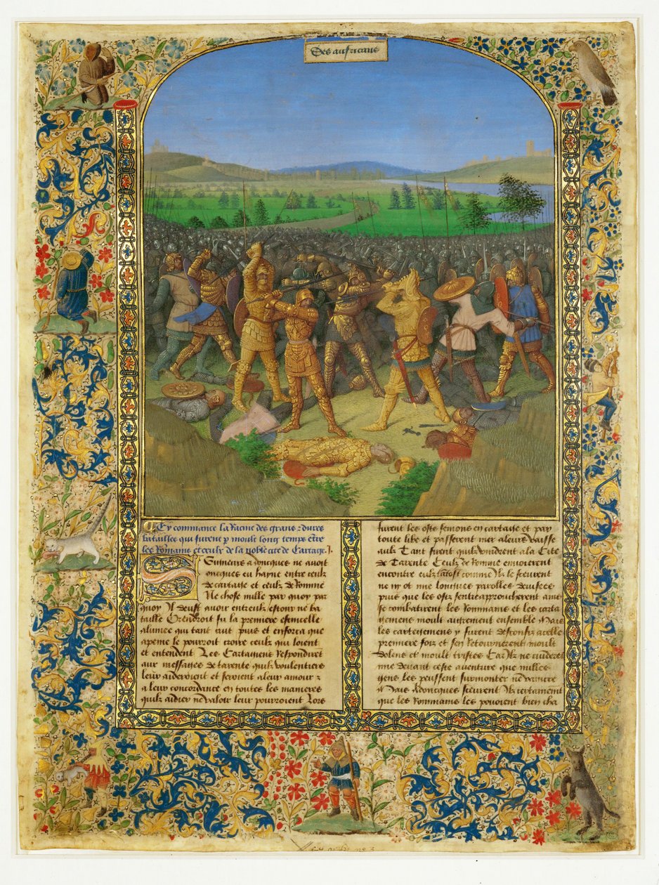 罗马人与迦太基人之间的一场战役，可能是坎尼战役... 作者 Jean Fouquet（风格）