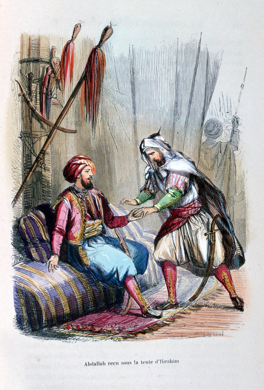 阿卜杜拉（Abdullah）于易卜拉欣·帕夏（Ibrahim Pasha）的帐棚中收到，1818年，c1847年 作者 让·阿道夫·博斯