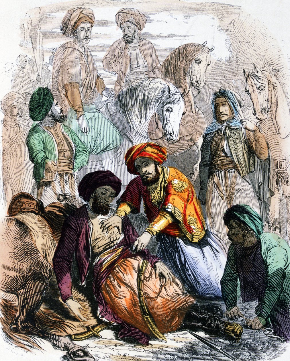 易卜拉欣-帕夏（Ibrahim Pasha，1789-1848 年）在打击瓦哈比派的战役中为一名垂死的士兵祈福 作者 让·阿道夫·博斯