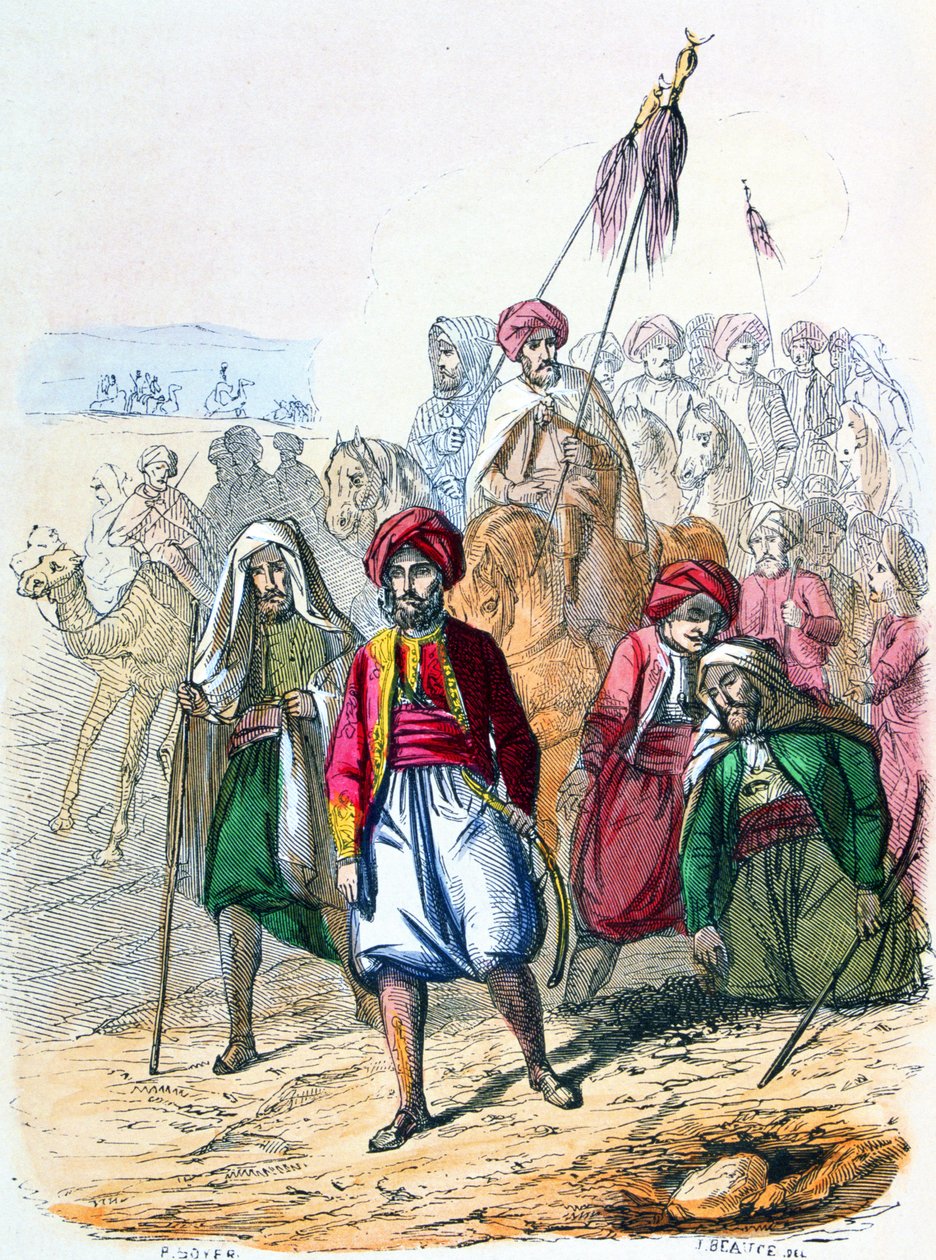 易卜拉欣-帕夏（Ibrahim Pasha，1789-1848 年）在打击瓦哈比教派的战役中与他的部队徒步前进 作者 让·阿道夫·博斯