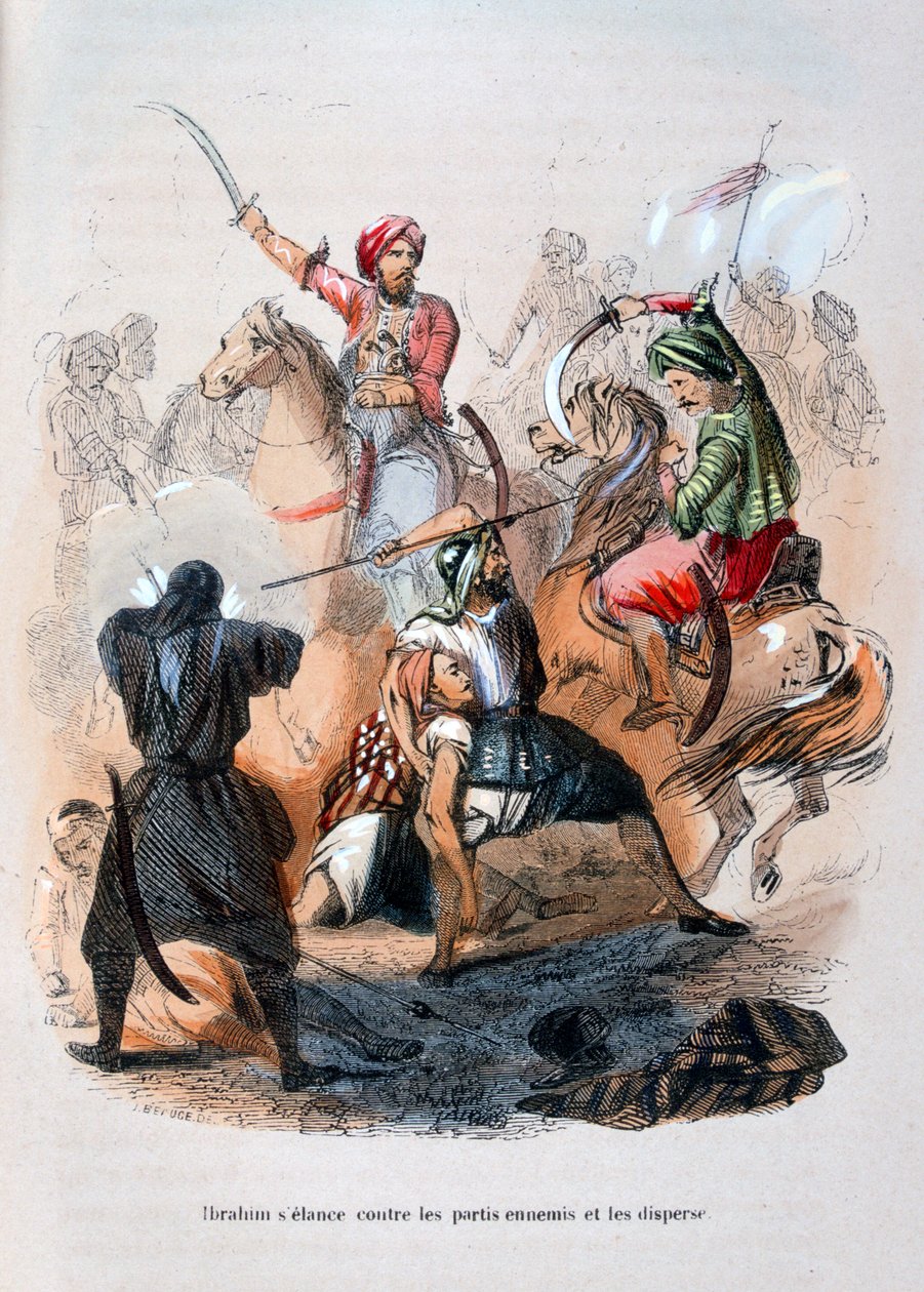 易卜拉欣·帕夏（Ibrahim Pasha）与沙特阿拉伯瓦哈比斯（Wahabis）的战斗，1811-1818年1847年 作者 让·阿道夫·博斯