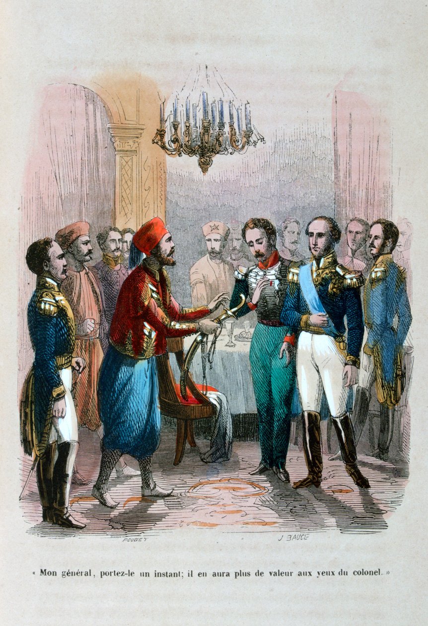 易卜拉欣·帕恰（Ibrahim Pacha）和法多瓦上校之间的会面，1828年，1847年 作者 让·阿道夫·博斯