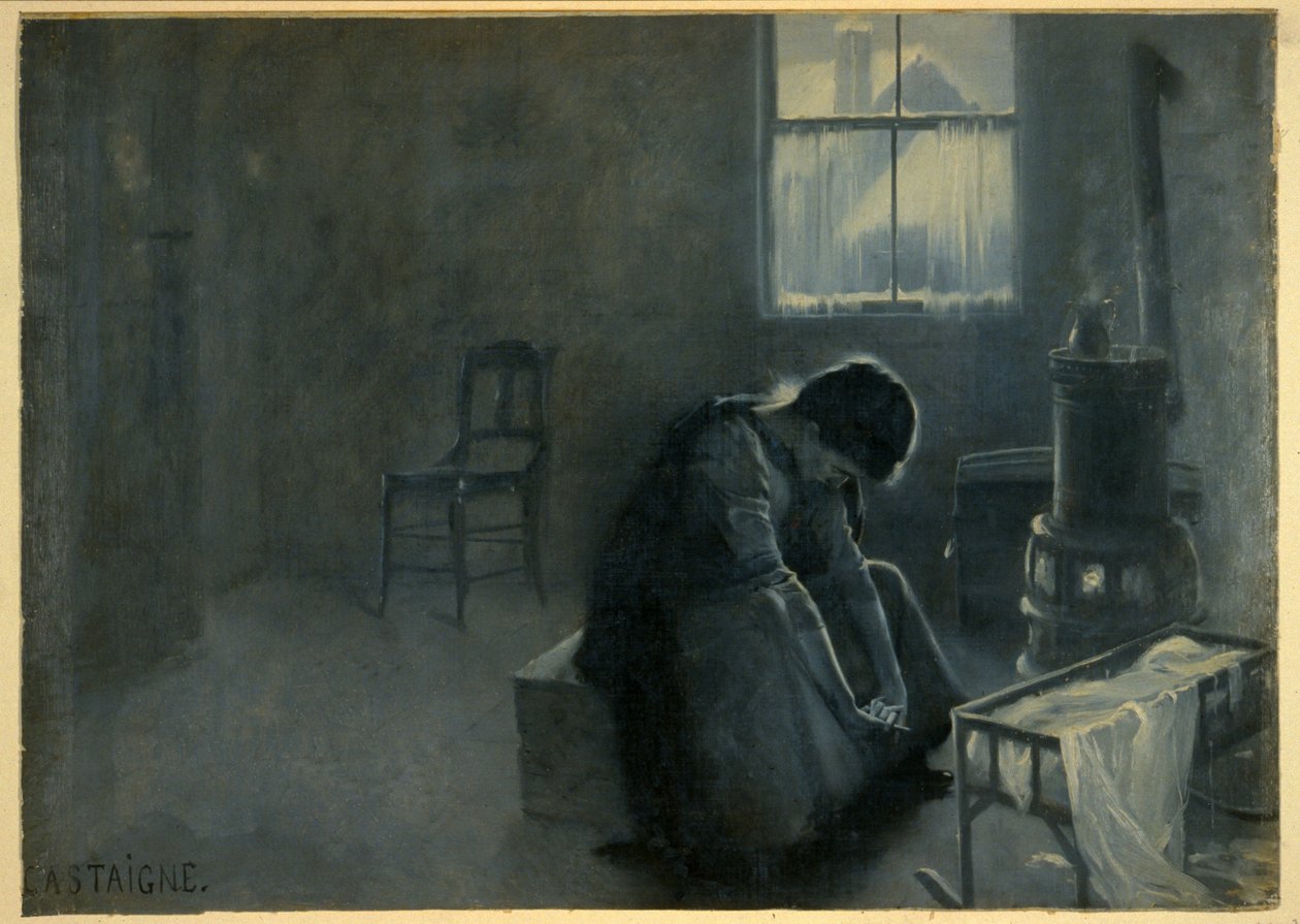 难熬的冬天》，1893 年出版（彩色石版画1893（彩色石版画） 作者 让·亚历山大·米歇尔·安德烈·卡斯塔涅