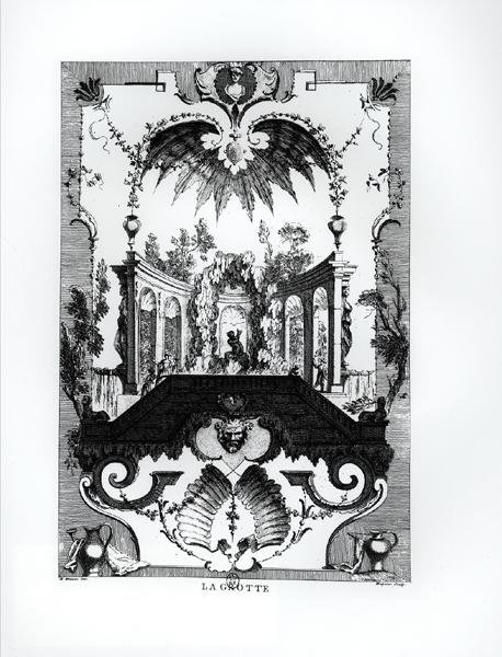 石窟，加布里埃尔-胡基耶（1695-1722）所刻（雕刻）（黑白照片）。 作者 让·安托万（后）瓦托