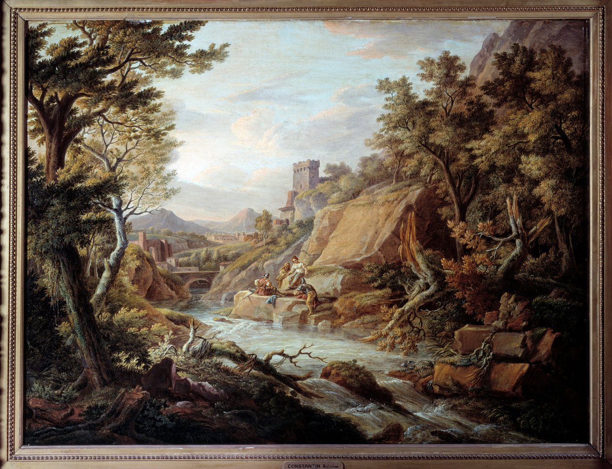 景观和河流。让·安托万·康斯坦丁（Jean Antoine Constantin）绘画 作者 让·安托万·康斯坦丁