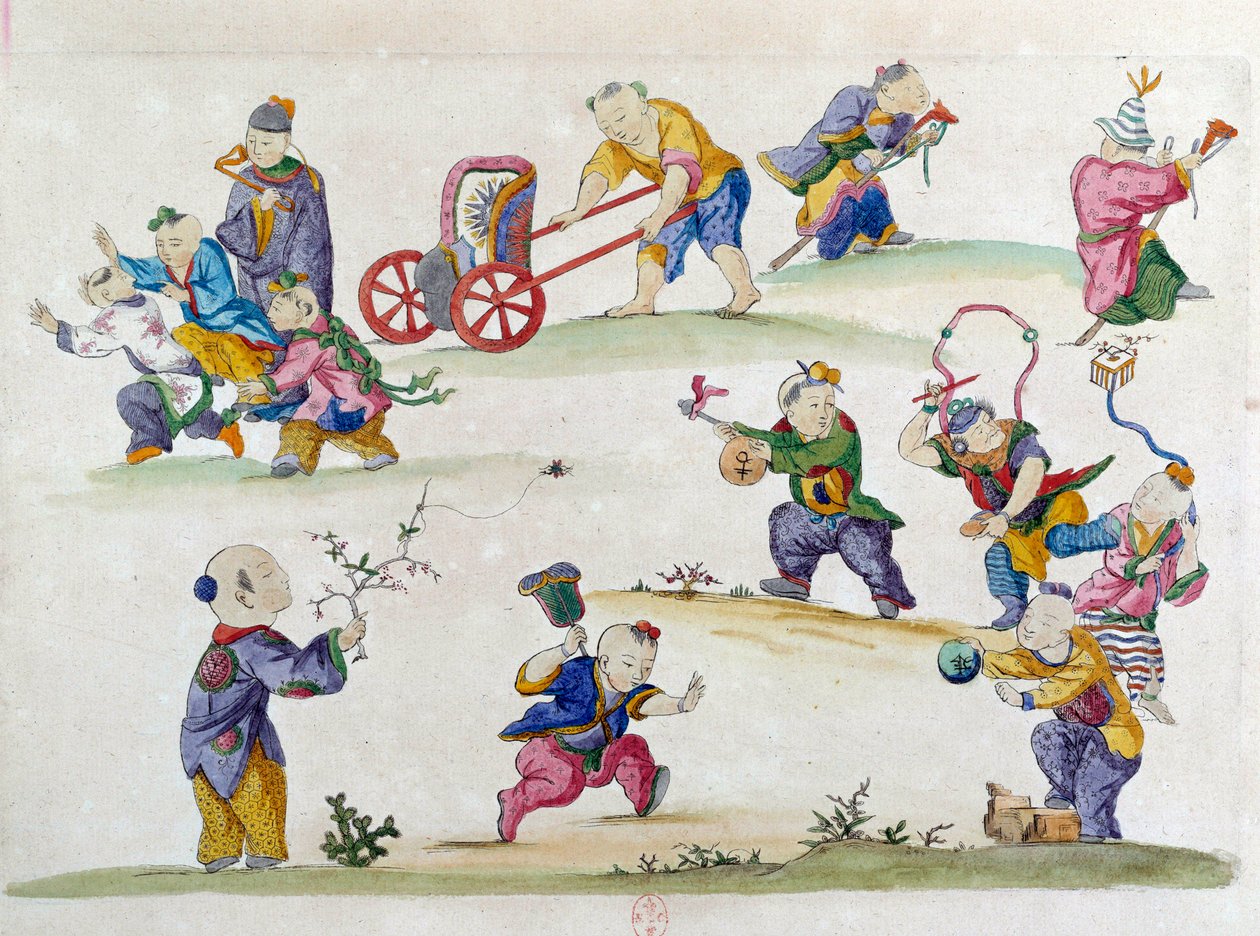 来自中国花瓶的绘画：儿童游戏。 让·安托万·弗雷斯 (Jean Antoine Fraisse) 的绘画（18 世纪） 作者 让·安托万·弗赖斯（Jean Antoine Fraisse）