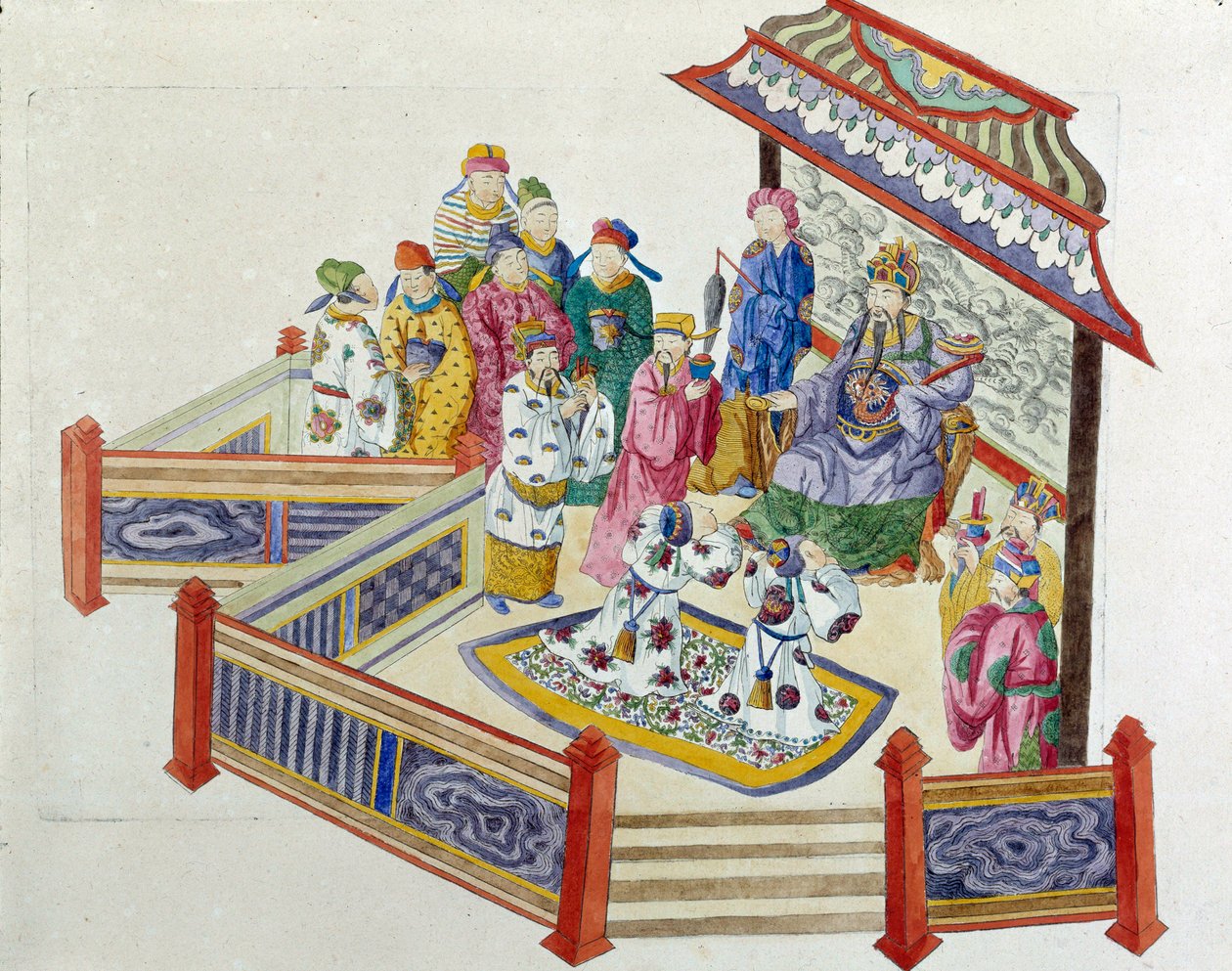Scene before the Lord. Drawing comes from a Chinese vase. Painting by Jean Antoine Fraisse (18th century) 作者 让·安托万·弗赖斯（Jean Antoine Fraisse）