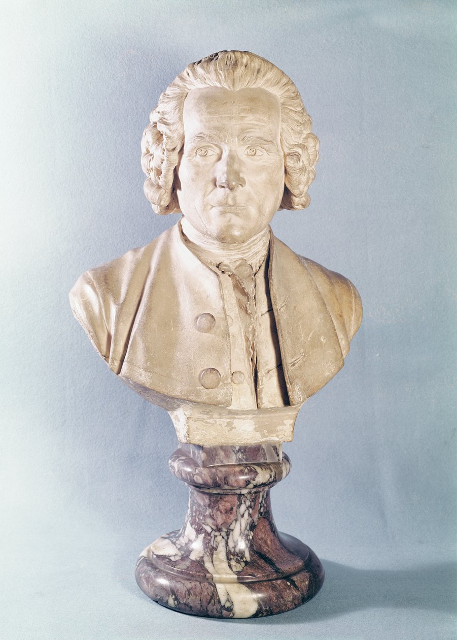 Jean-Jacques Rousseau的半身像（1712-78）（大理石） 作者 让·安托万·胡顿