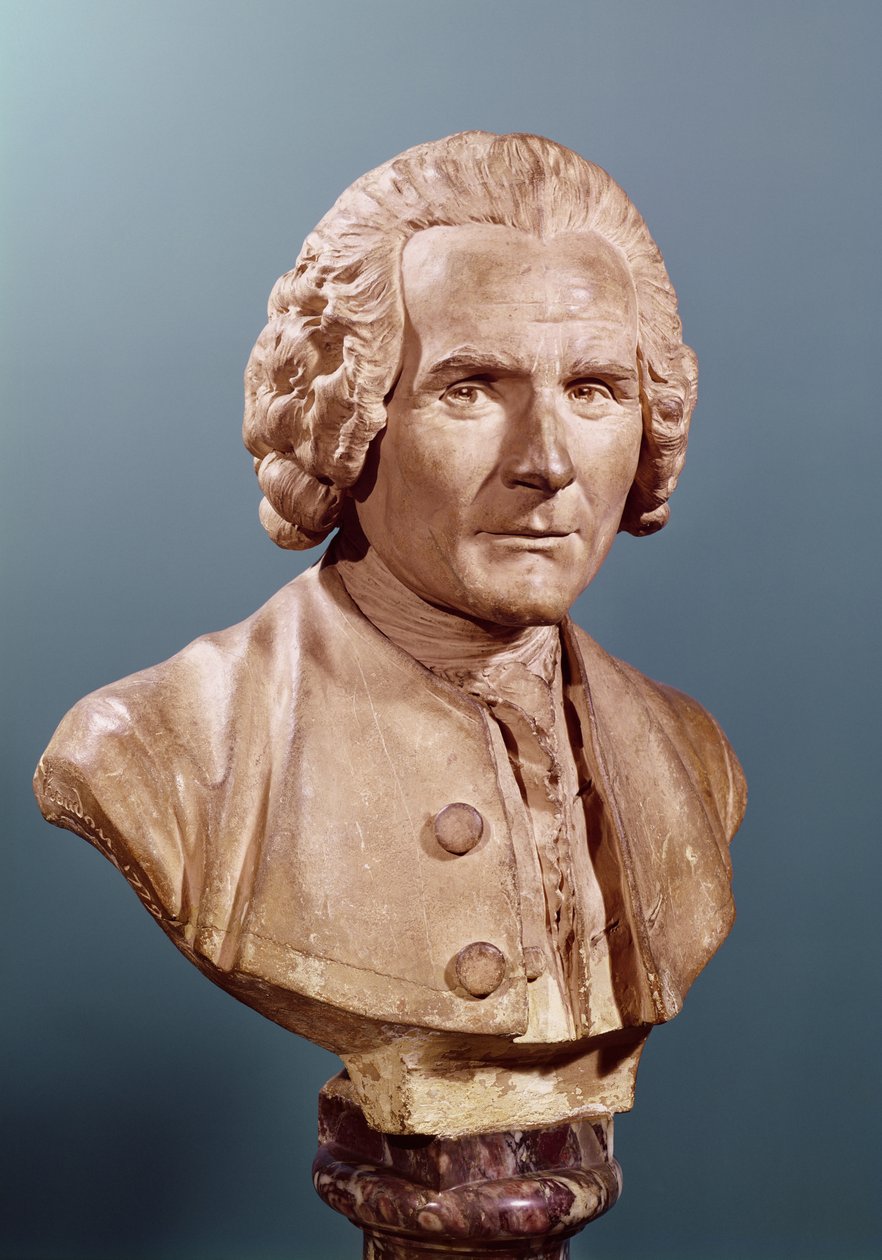 Jean-Jacques Rousseau的半身像（1712-78）（兵马俑） 作者 让·安托万·胡顿