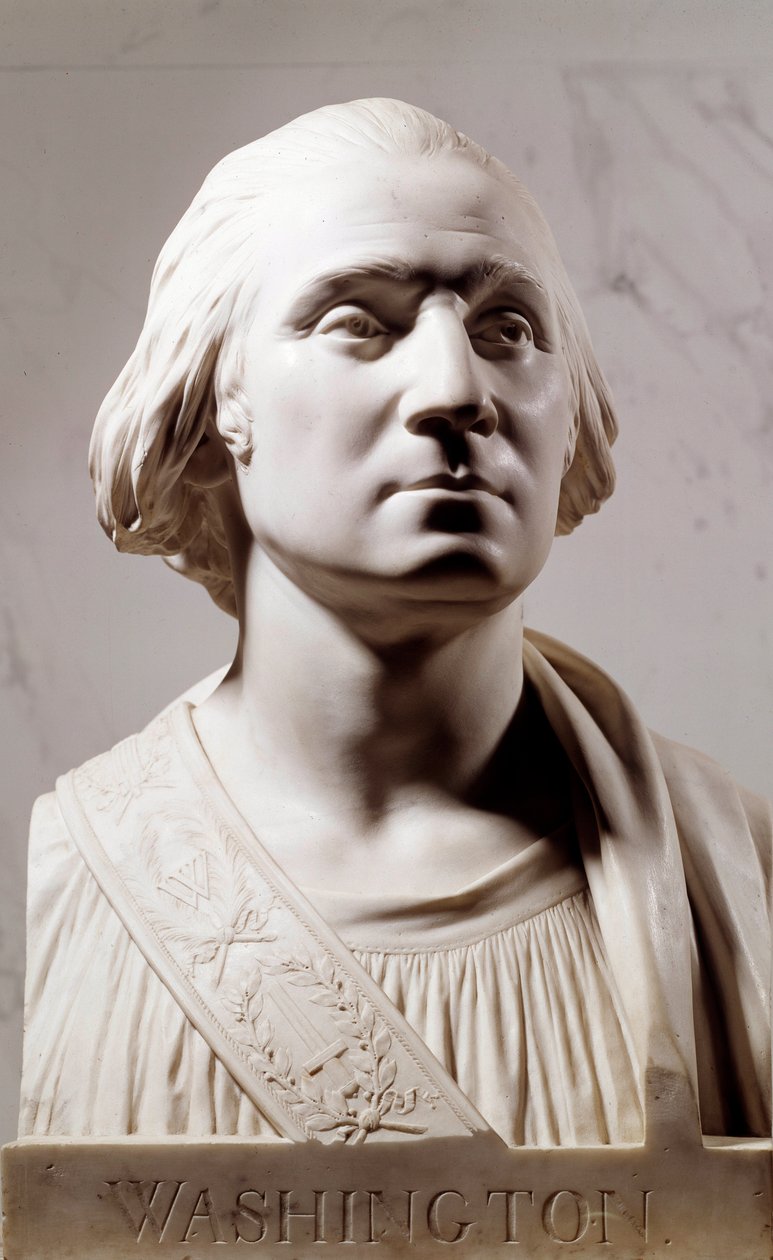 乔治·华盛顿 (1732-1789) 的大理石半身像 让·安托万·胡东 (Jean Antoine Houdon) (1741-1828) 的雕塑 1786 年巴黎，卢浮宫博物馆 作者 让·安托万·胡顿