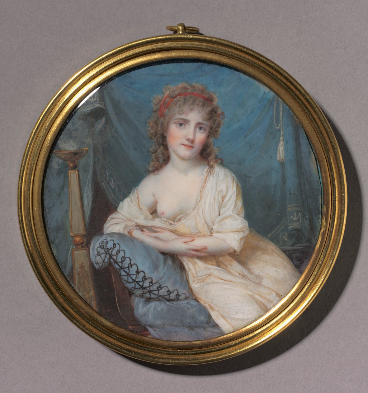 斜倚在沙发上，c女人的画像。 1804。 作者 让·安托万·洛朗（Jean Antoine Laurent）