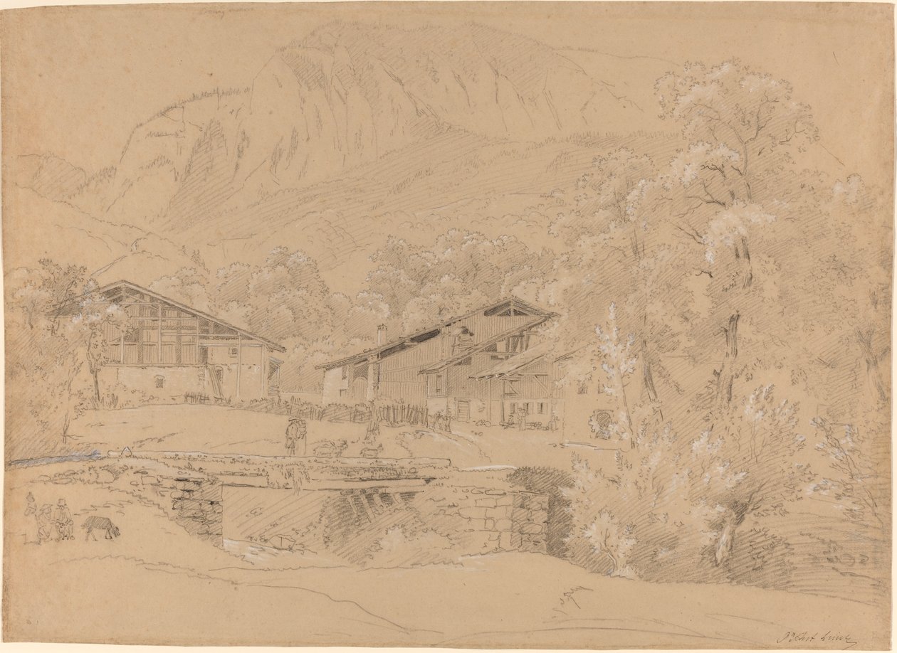 夏天的阿尔卑斯山村 作者 让·安托万·林克