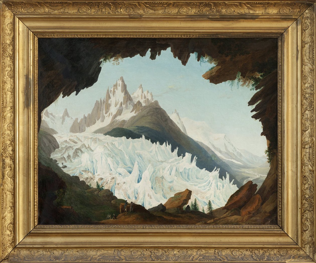 从森林冰川拱顶俯瞰阿尔卑斯山（布面油画） 作者 让·安托万·林克