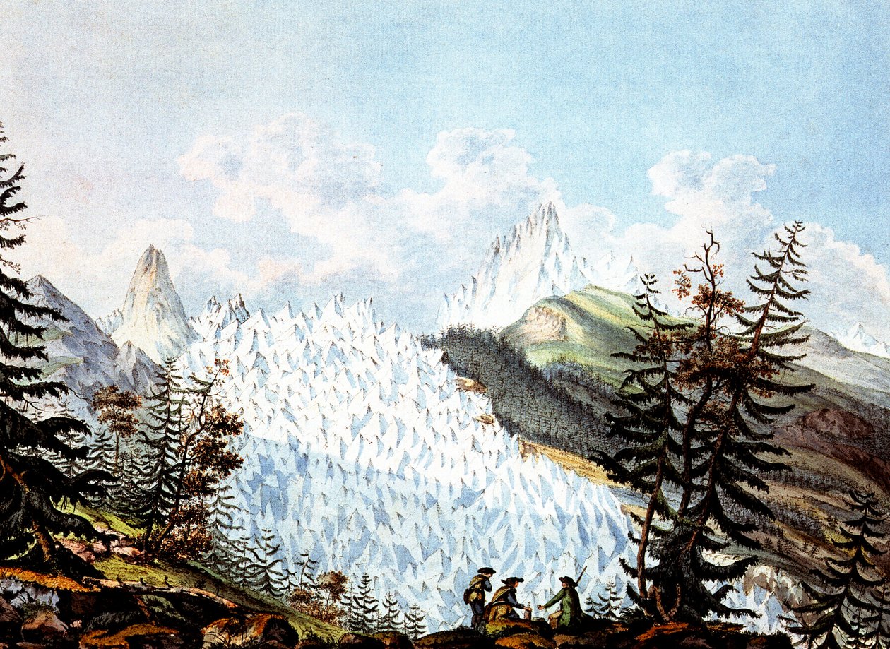 冰海雪崩景观，约 1800 年（雕刻） 作者 让·安托万·林克