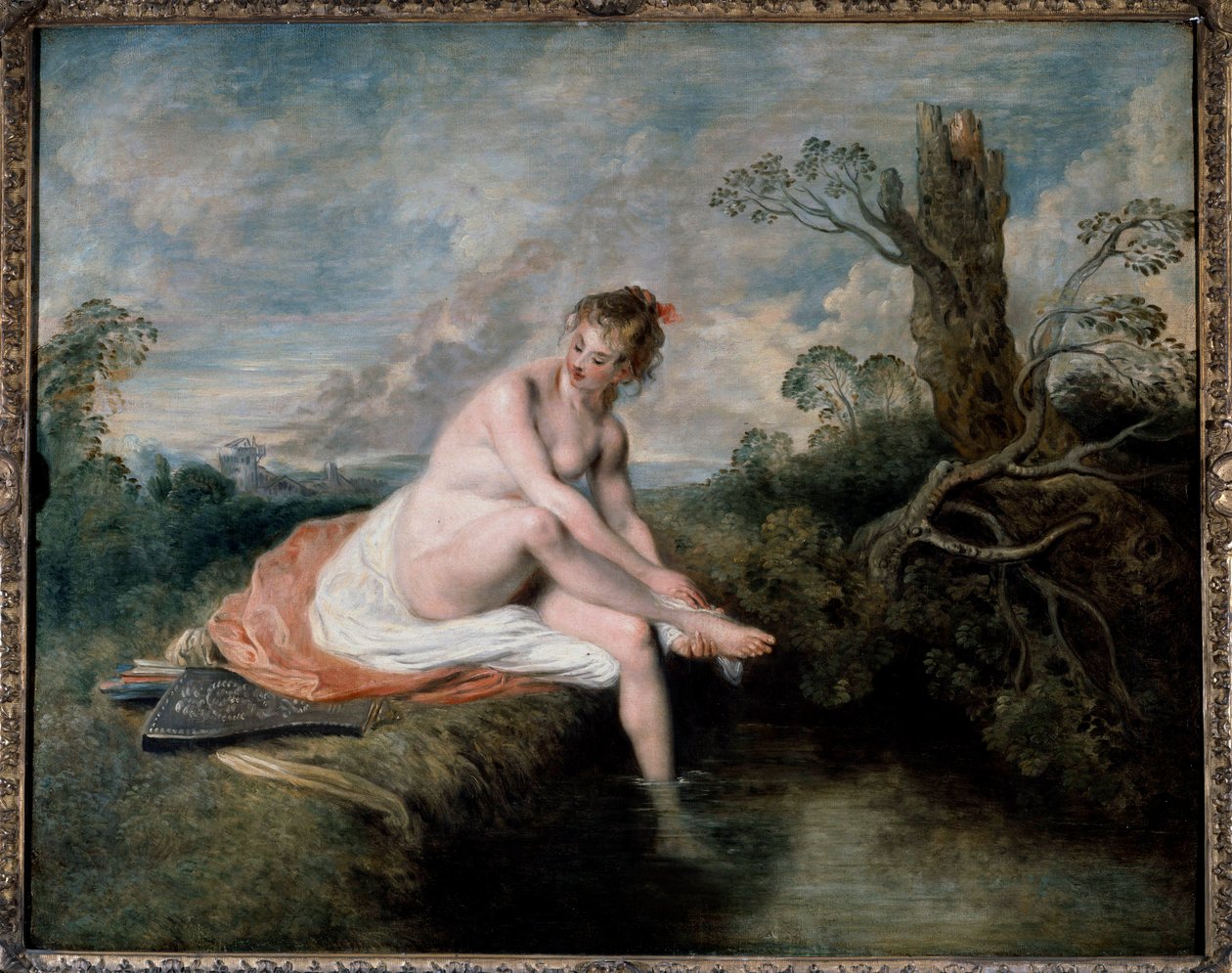 沐浴中的黛安 Jean Antoine Watteau (1694-1721) 18 世纪的画作。 0,8x1,01 米 作者 让·安托万·沃托