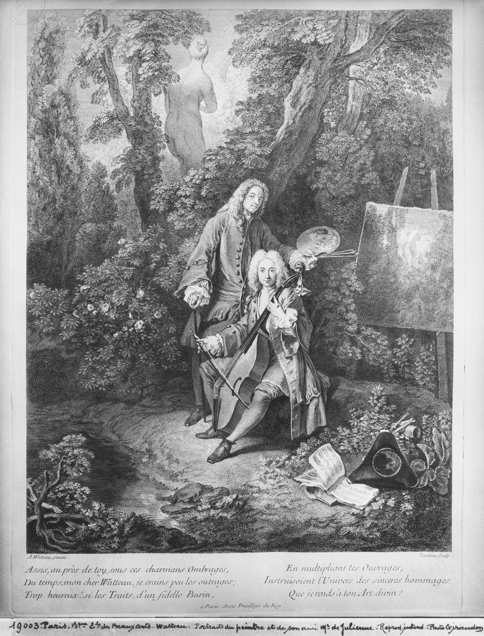Jean Antoine Watteau和他的朋友Monsieur de Julienne，由Nicolas Henri Tardieu（1674-1749）镌刻 作者 让·安托万·沃托