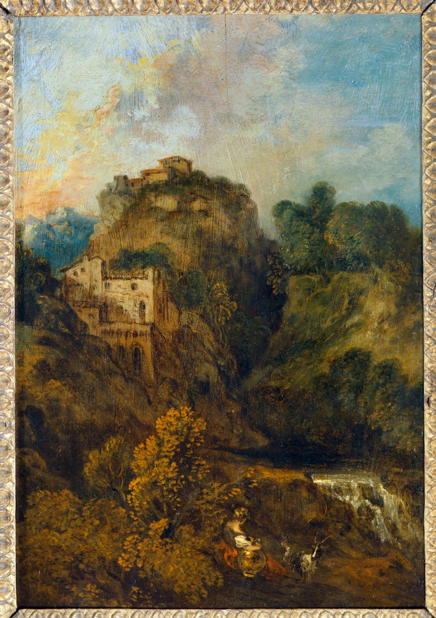 Paysage à la chèvre - 有山羊的风景... 作者 让·安托万·沃托