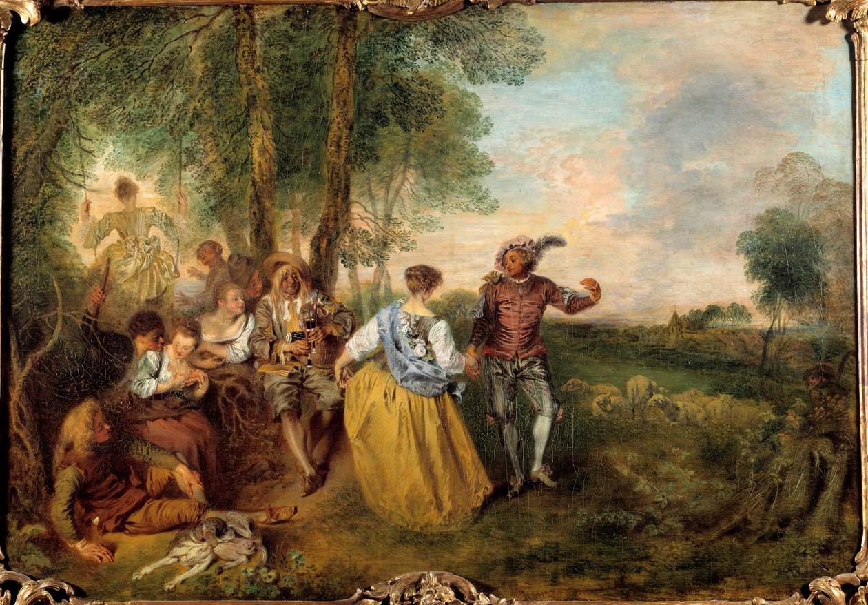 The shepherds. Painting by Jean Antoine Watteau (1684-1721) 作者 让·安托万·沃托